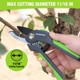 Close-up of gear-system in WORKPRO pruning shear reduces hand strain