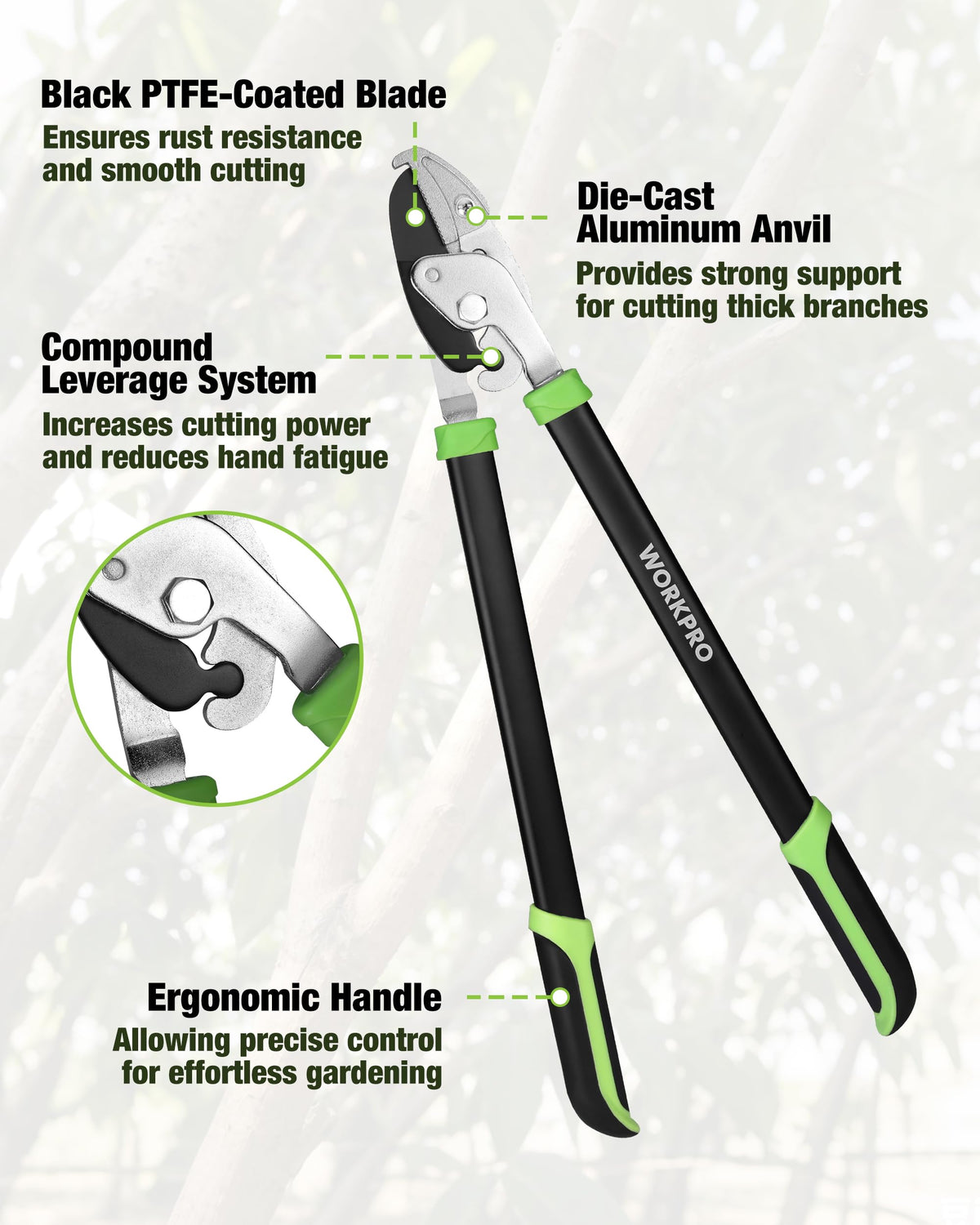 WORKPRO blades carbon steel close-up highlights sharp cutting edge.