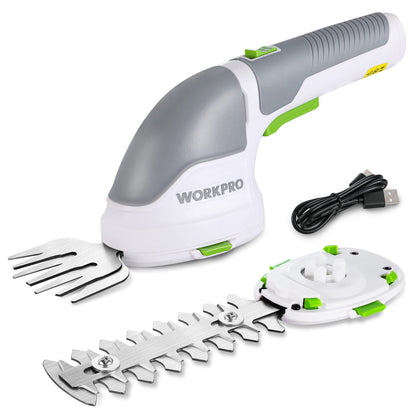 WorkPro cordless grass shear blade close-up shows precise edge for edging.