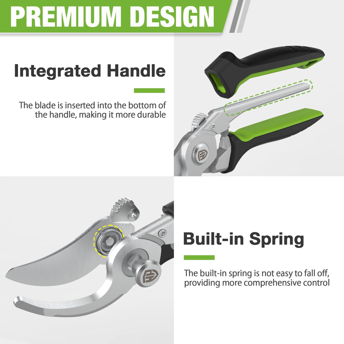 WorkPRO pruning shears handle with ergonomic tri-material grip for comfort.