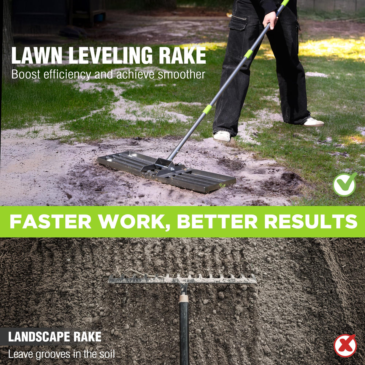 WORKPRO heavy-duty stainless steel leveling rake built to last outdoors
