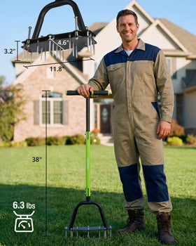 WORKPRO double-layer spring design enables self-cleaning as you step across the lawn