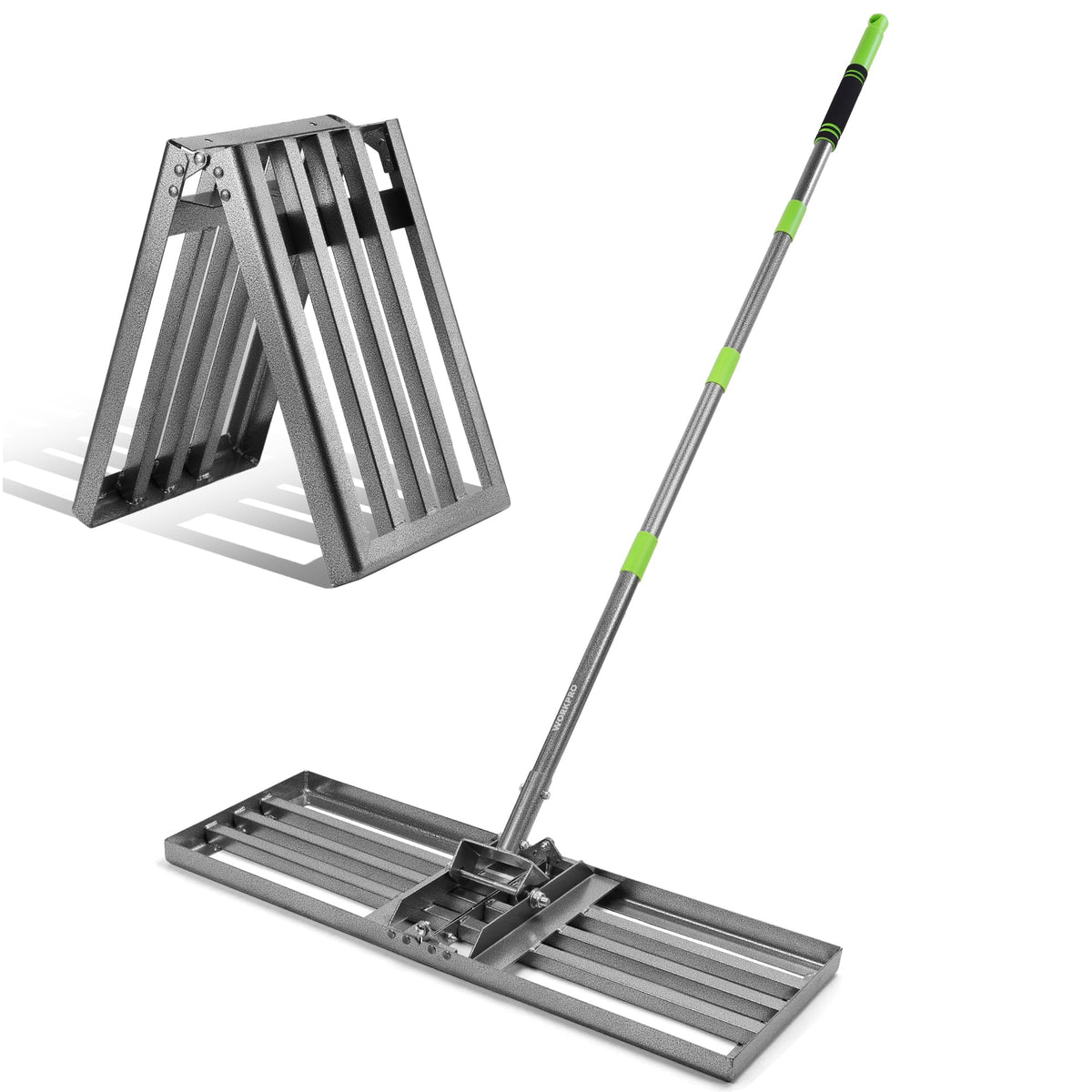 WORKPRO lawn leveling rake with 30x10 ground plate smoothing soil for an even lawn