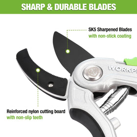 WorkPro pruning shears with ergonomic handle designed for comfort and reduced hand fatigue.