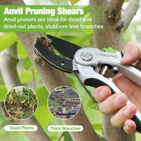 WorkPro pruning shears safety lock enables one-handed secure operation.