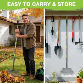 WORKPRO rake with detachable handle for easy assembly and storage