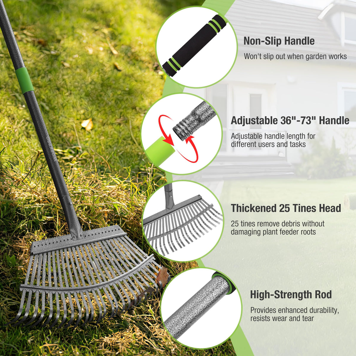 WORKPRO rake featuring heavy-duty steel construction for durability