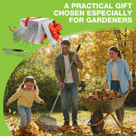 WORKPRO rake used for tight spaces between shrubs and fences