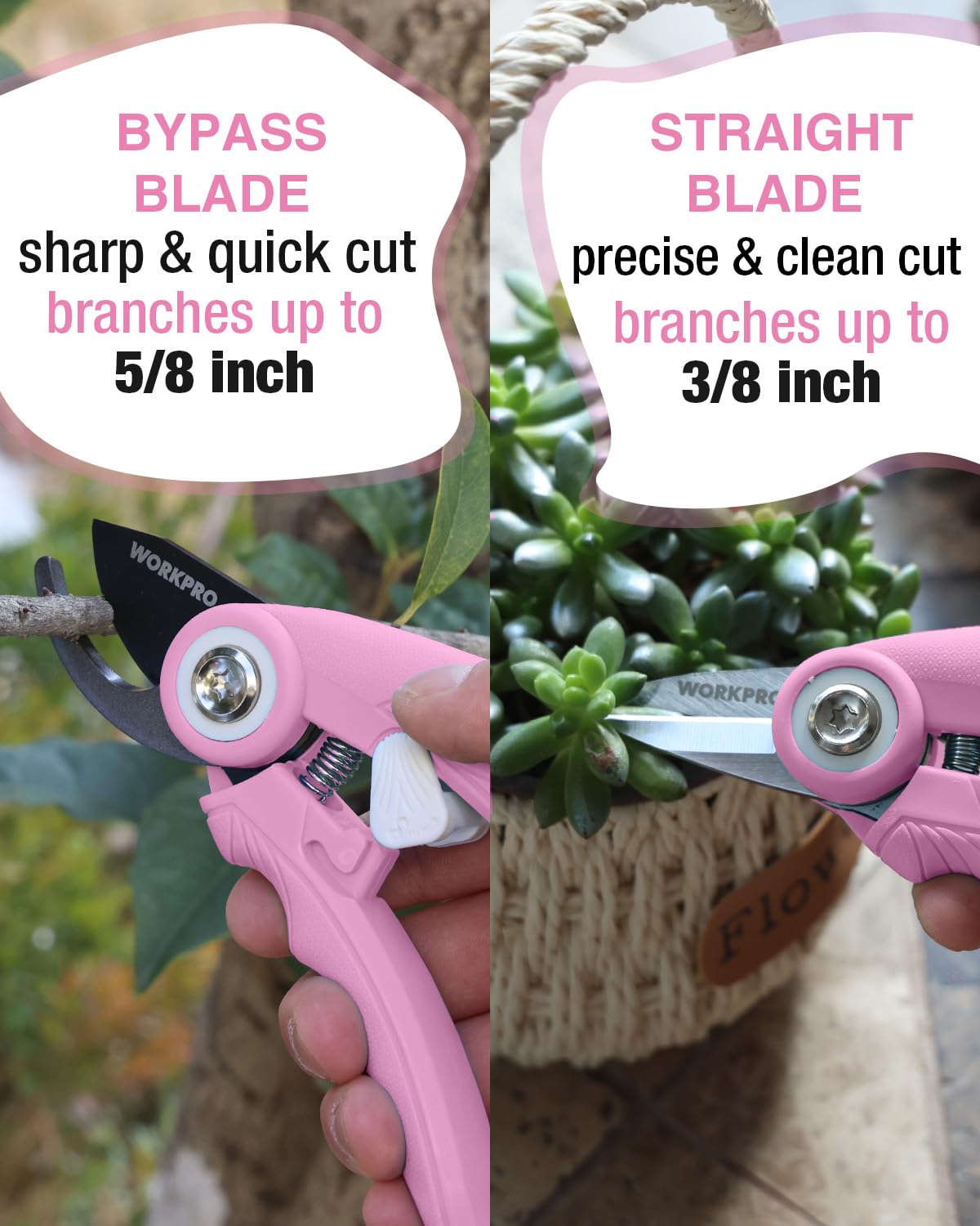 WORKPRO pruning shear safety lock feature shown in locked position