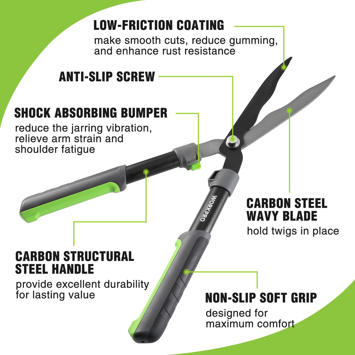 WORKPRO steel wavy blade delivers precise, snag-free pruning