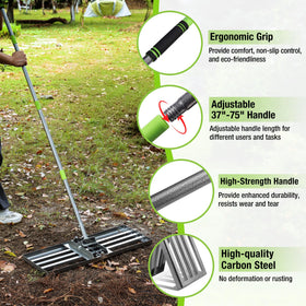 WORKPRO tool-free assembly for quick setup of the lawn leveling rake