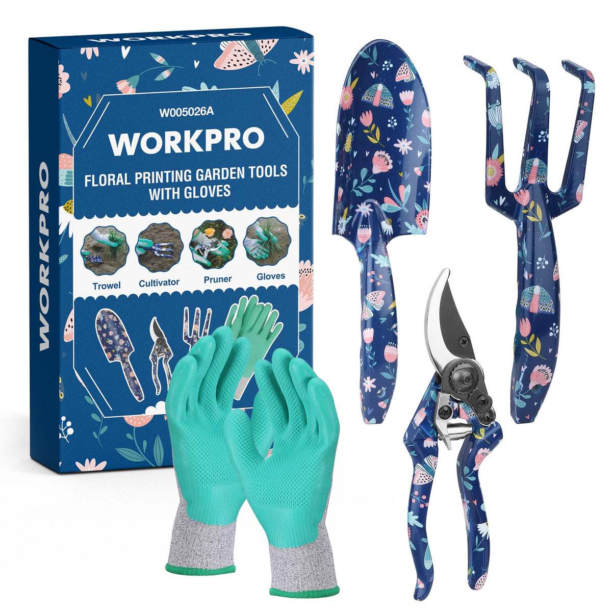 WORKPRO trowel with flower pattern for easy planting and digging tasks