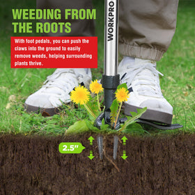 WORKPRO weed puller easy assembly and compact storage after use.
