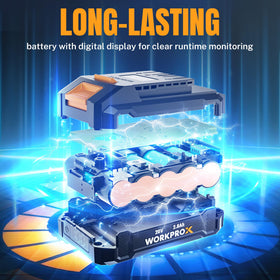 WORKPROX 20V pink battery-display helps you monitor charge.