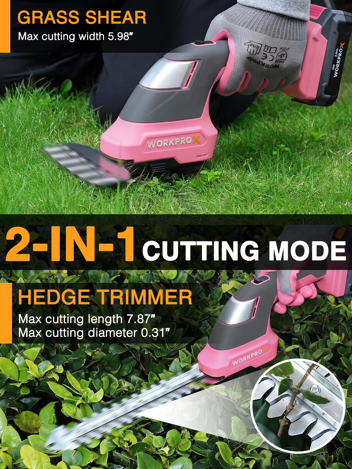 WORKPROX 20V pink tool-bag included for neat storage.