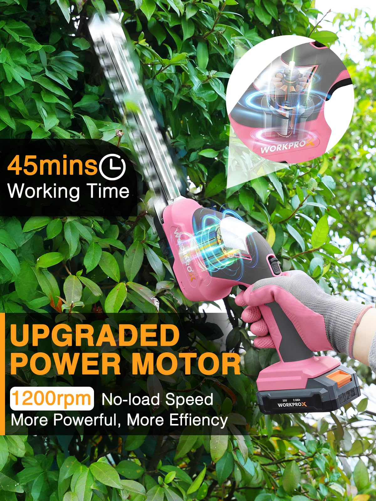 WORKPROX 20V pink Type-C cable included for flexible charging.