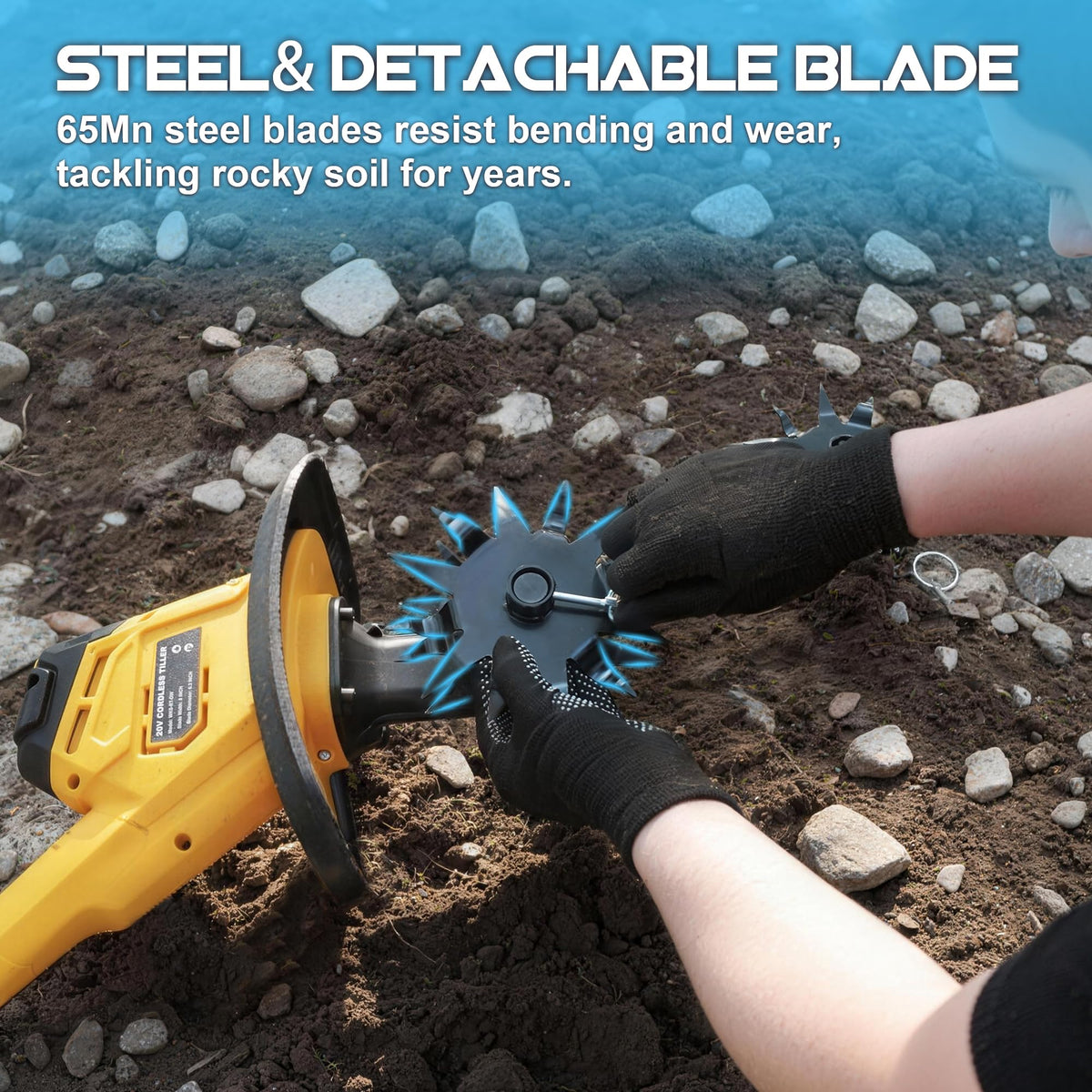 WorkSky 4-blade, 48-tooth design delivers steady soil breaking.