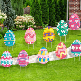 WorldBazaar complete Easter sign set with stakes for outdoor use.
