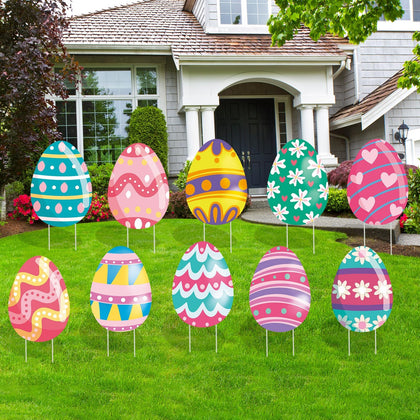 WorldBazaar Easter eggs yard sign set for vibrant lawn display.