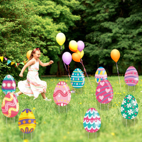 WorldBazaar walkways and paths decorated with Easter signs.
