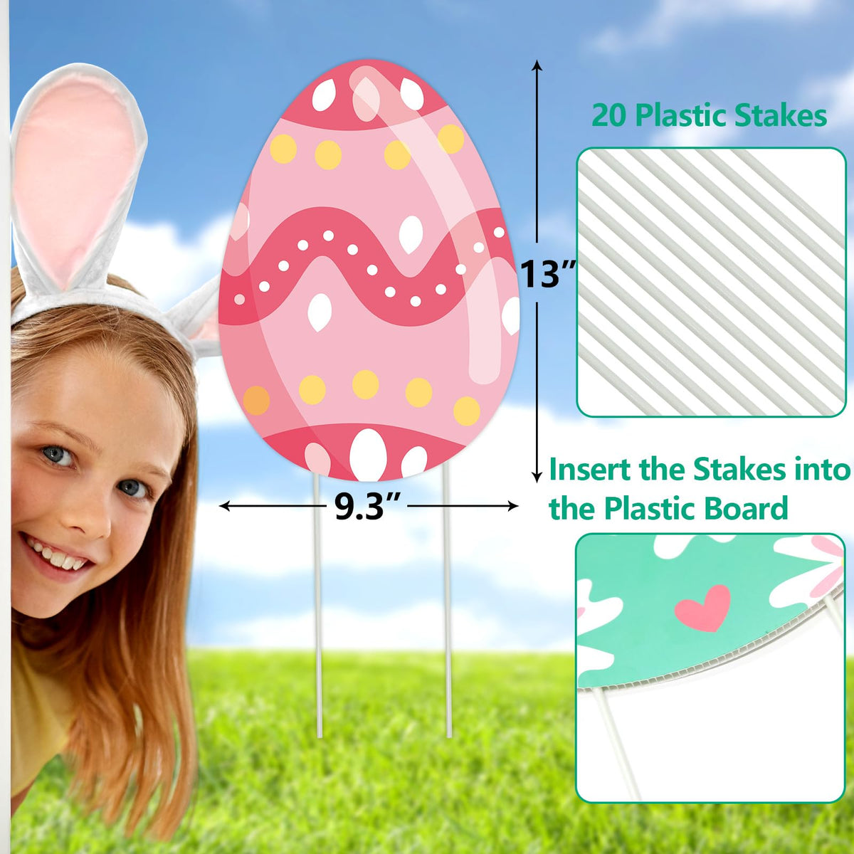 WorldBazaar waterproof plastic Easter yard signs for outdoors.