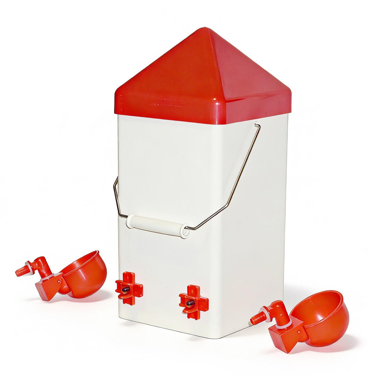 WORLEYX Hanging Chicken Waterer with auto-fill cups for drip-free hydration.
