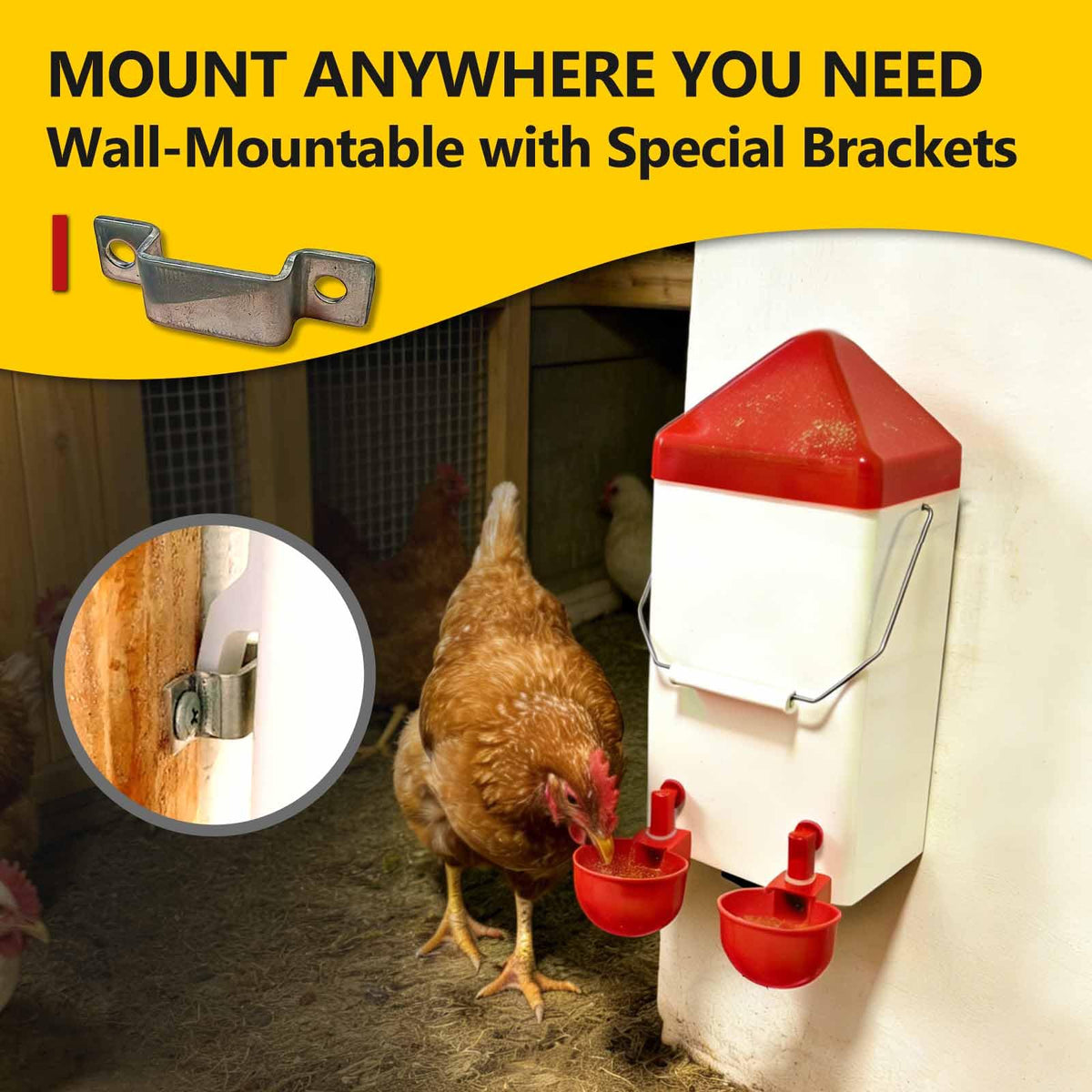 WORLEYX Nylon hooks on mesh with bracket backup for secure mounting.