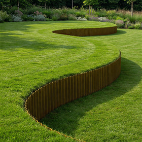 Worth edging installation in soil demonstrating easy insertion and secure edge