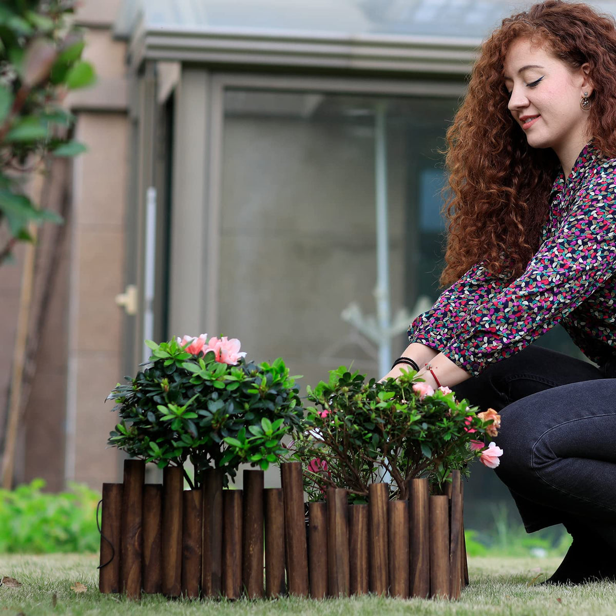 Worth Garden burnt wood finish adds rustic charm to outdoor spaces.