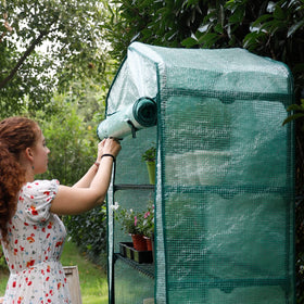 Worth Garden clear PE cover provides light transmission while protecting plants.