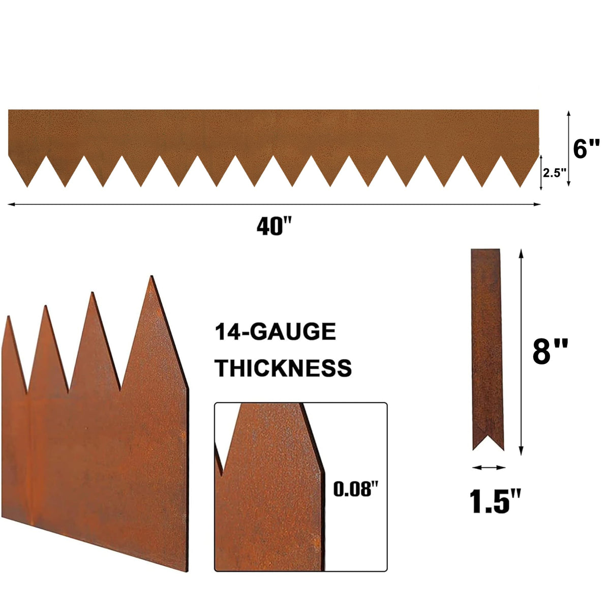Worth Garden edging with clamps kit for stable no-dig install