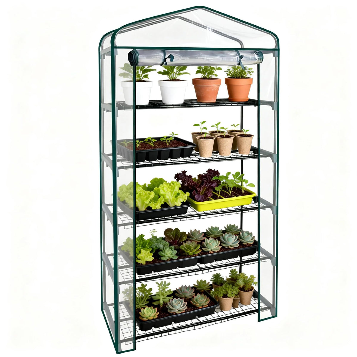 Worth Garden extra-wide mini greenhouse front view highlighting spacious growing area