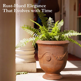 Worth Garden Large Urn Planter side profile showcases lightweight easy repositioning design