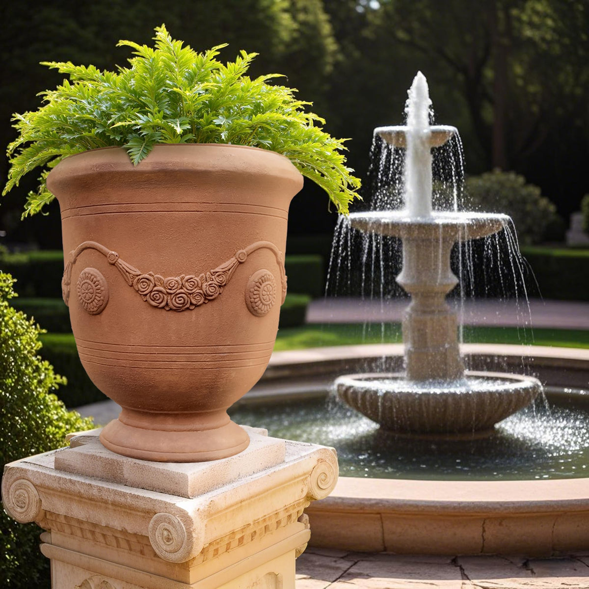 Worth Garden Large Urn Planter lightweight MgO construction is easy to move