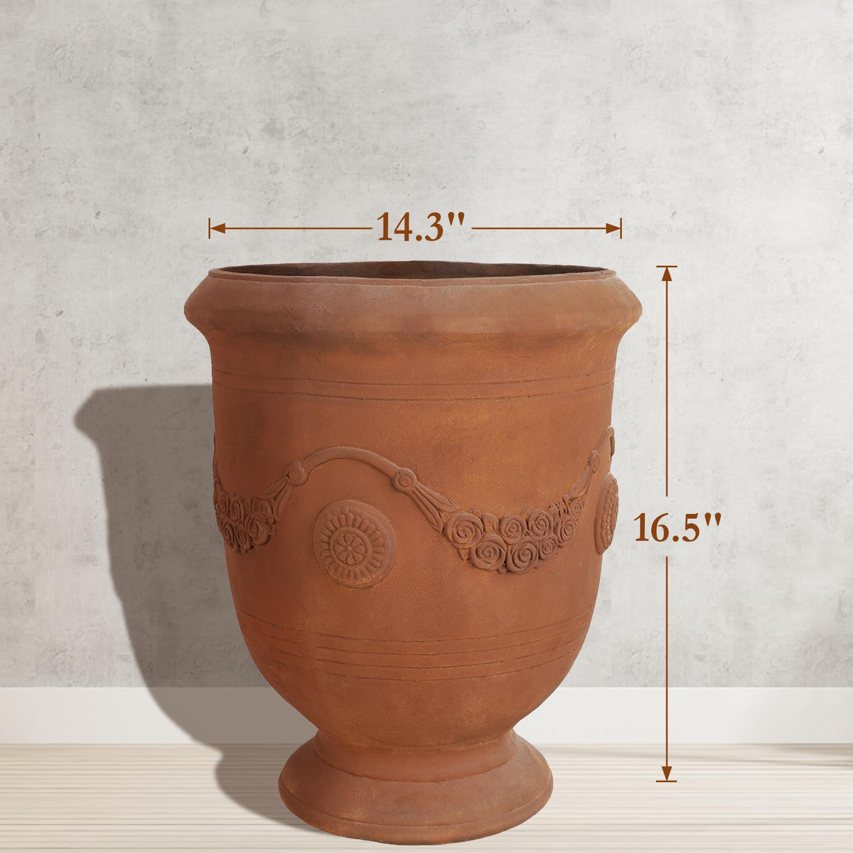Worth Garden Large Urn Planter weather-resistant and UV-stable for year-round use