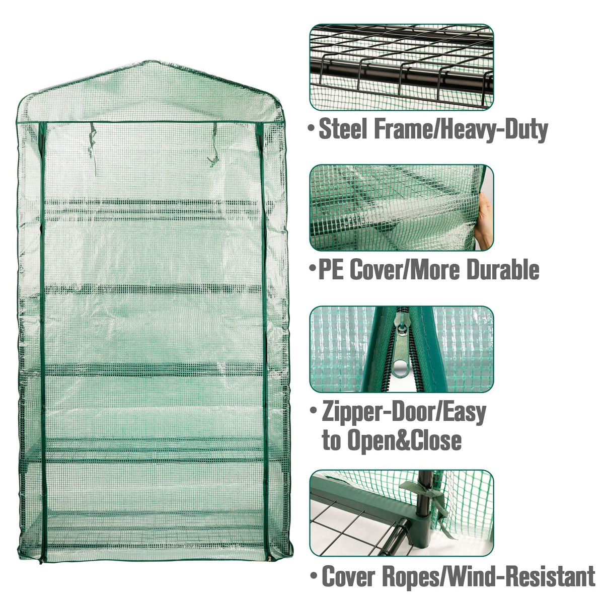 Worth Garden PE cover with roll-up door protects plants while ventilating