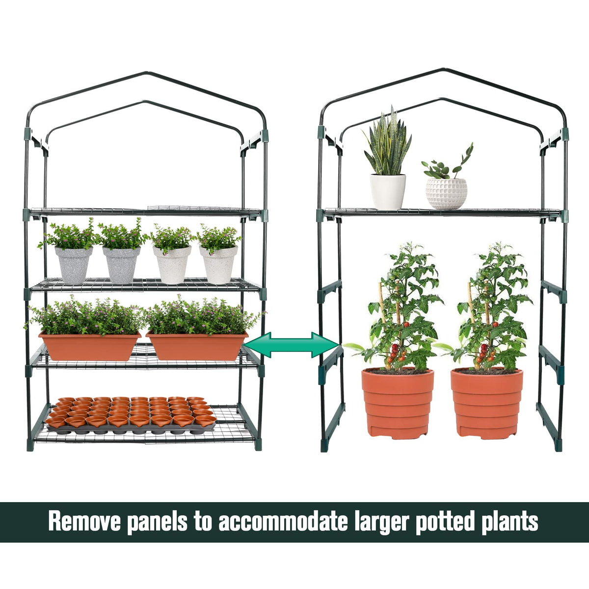 Worth Garden portable greenhouse on balcony, fits compact spaces for seasonal plants.