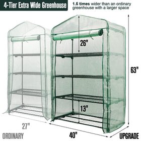 Worth Garden 4-tier greenhouse with roll-up door for easy access and venting.
