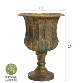 Worth Garden urn planter for succulents offers dramatic height and architectural interest.