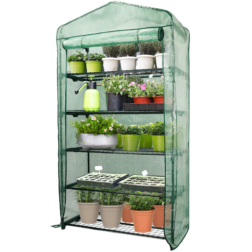 Worth Garden wide mini-greenhouse frame offering extra space for seedlings and plants