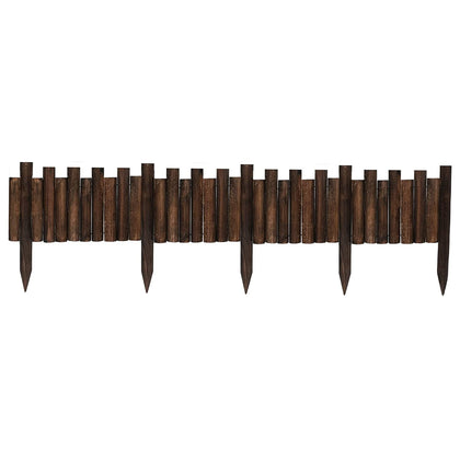 Worth Garden short fence panel with burnt finish creates rustic garden borders.