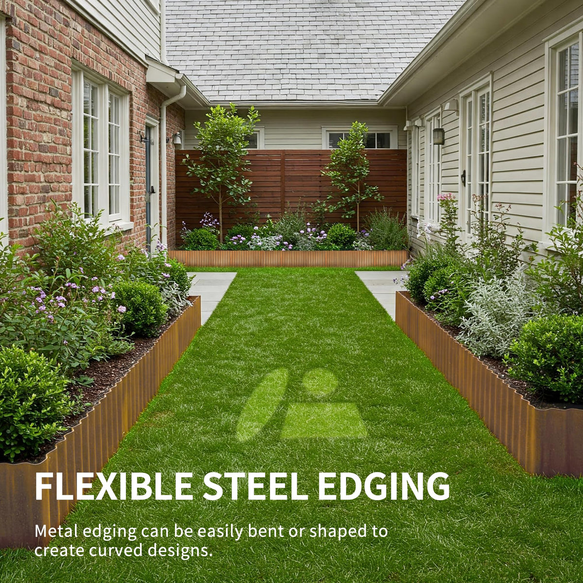 Worth pre-rusted edging provides rustic patina look to define beds and pathways