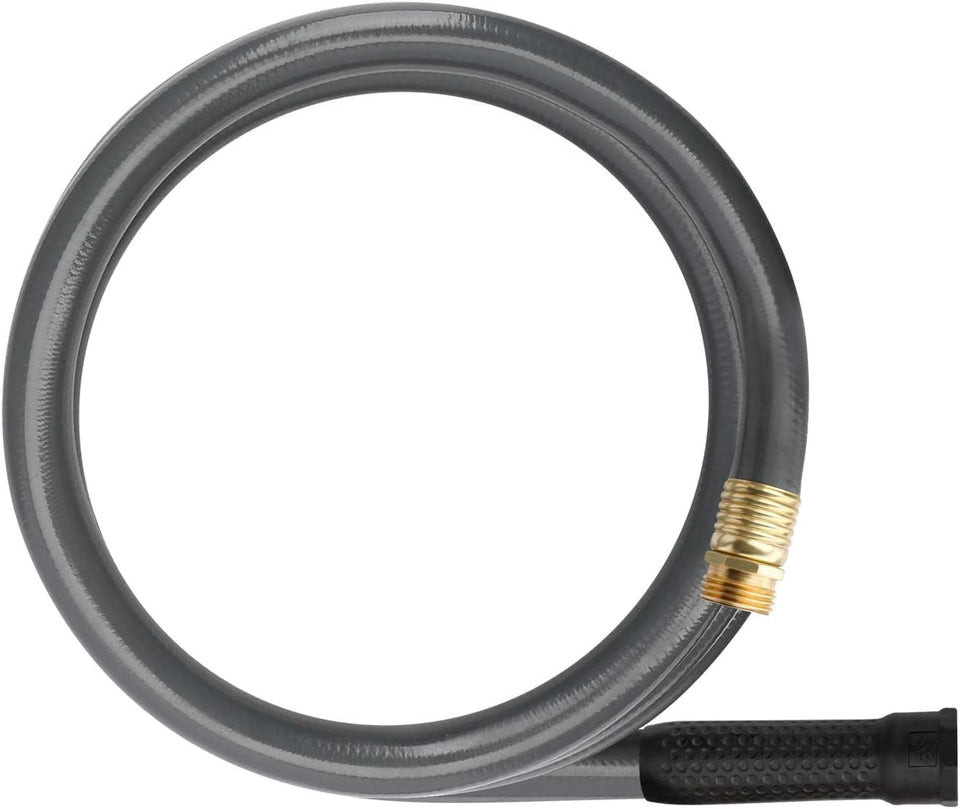 Worth short lead-in gray garden hose 12ft ready for easy watering and storage