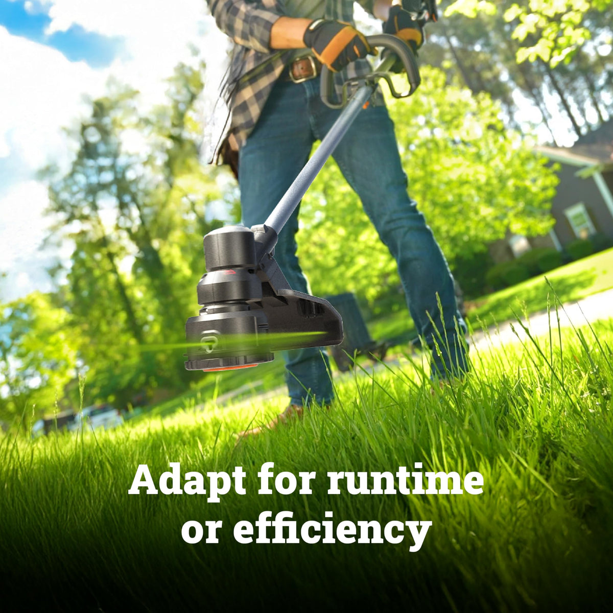 WORX ECO mode with variable speed saves battery during trimming.