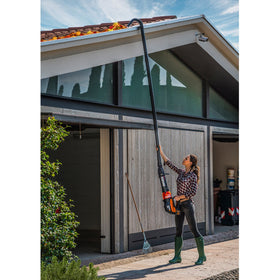 WORX gutter cleaning kit extensions extend reach for comfortable gutter access.