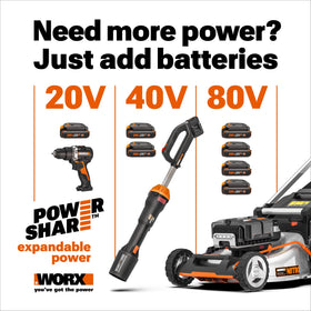 Upper and hand guards on the WORX mini chainsaw protect you during cutting
