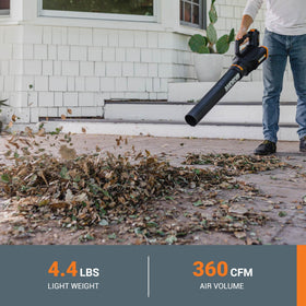 WORX mini-mower attachment trimming near garden beds.