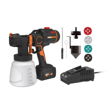 WORX NITRO 20V cordless paint sprayer in action delivers even coverage.