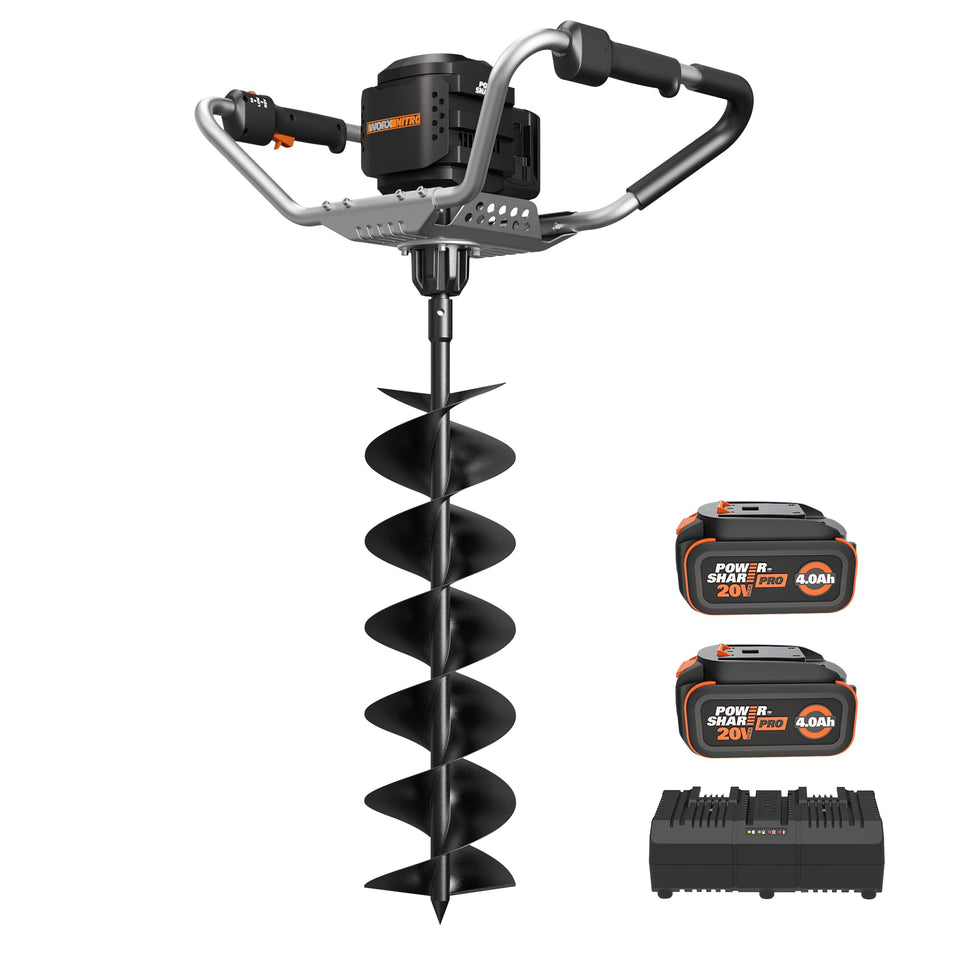 WORX Nitro 40V brushless earth auger drilling in soil with strong torque