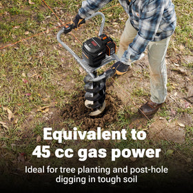 WORX Nitro 40V fence post hole digging setup for precise placement